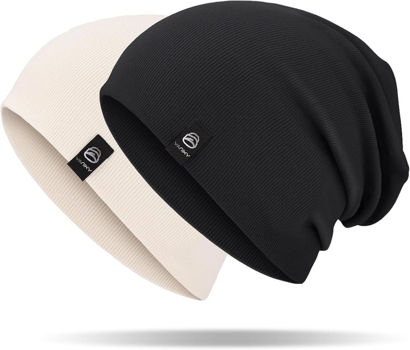 YANIKY Slouchy Beanie for Women, Mens Soft Cotton Beanie Hat, Double Layer Windproof Skull Cap for All Seasons - Image 1